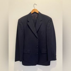 Hugo Boss Navy Blue Single Breasted, Flat Front Pant